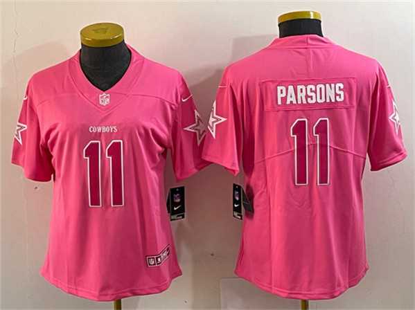 Womens Dallas Cowboys #11 Micah Parsons Pink Vapor Untouchable Limited Stitched Jersey(Run Small)